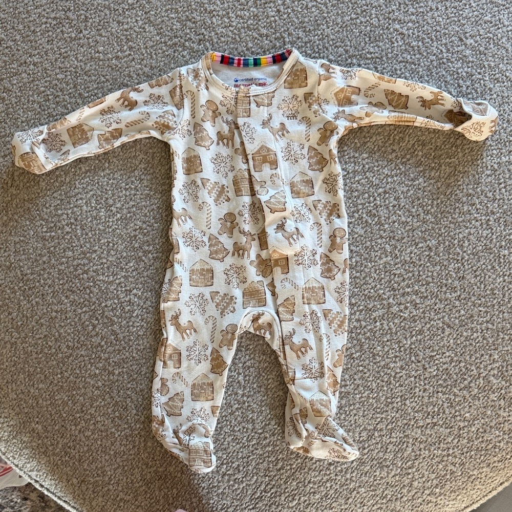 Magnetic Me Cream and Brown Holiday Gingerbread Footed Pajama